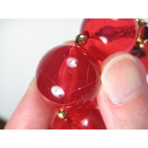 Kate Spade New York Red Lucite Ball Beaded Necklace Designer Signed 26 inch - Picture 3 of 12